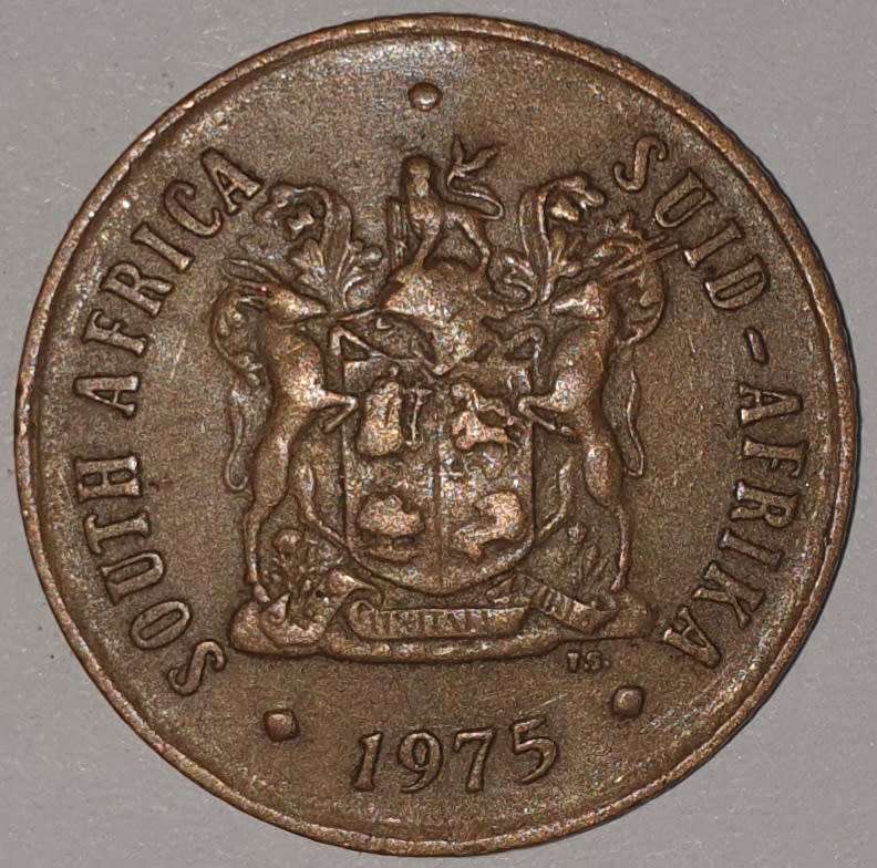 1975 - 2 CENT COIN (TWO CENT COIN) - RSA - BRONZE - KM#83 - BILINGUAL LEGEND - WILDEBEEST